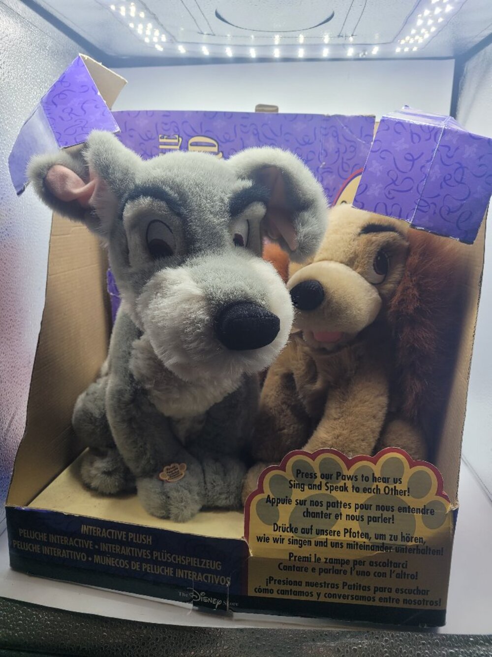 VTG Disney Store Lady And The Tramp Interactive Plush Damaged Box Untested